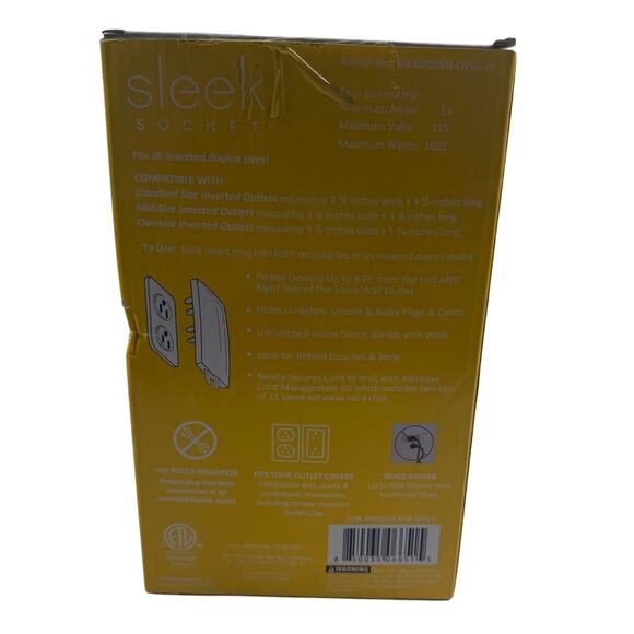 NIB Sleek Socket Original & Patented Ultra-Thin Outlet Concealer w/8ft Cord Kit - Picture 3 of 3